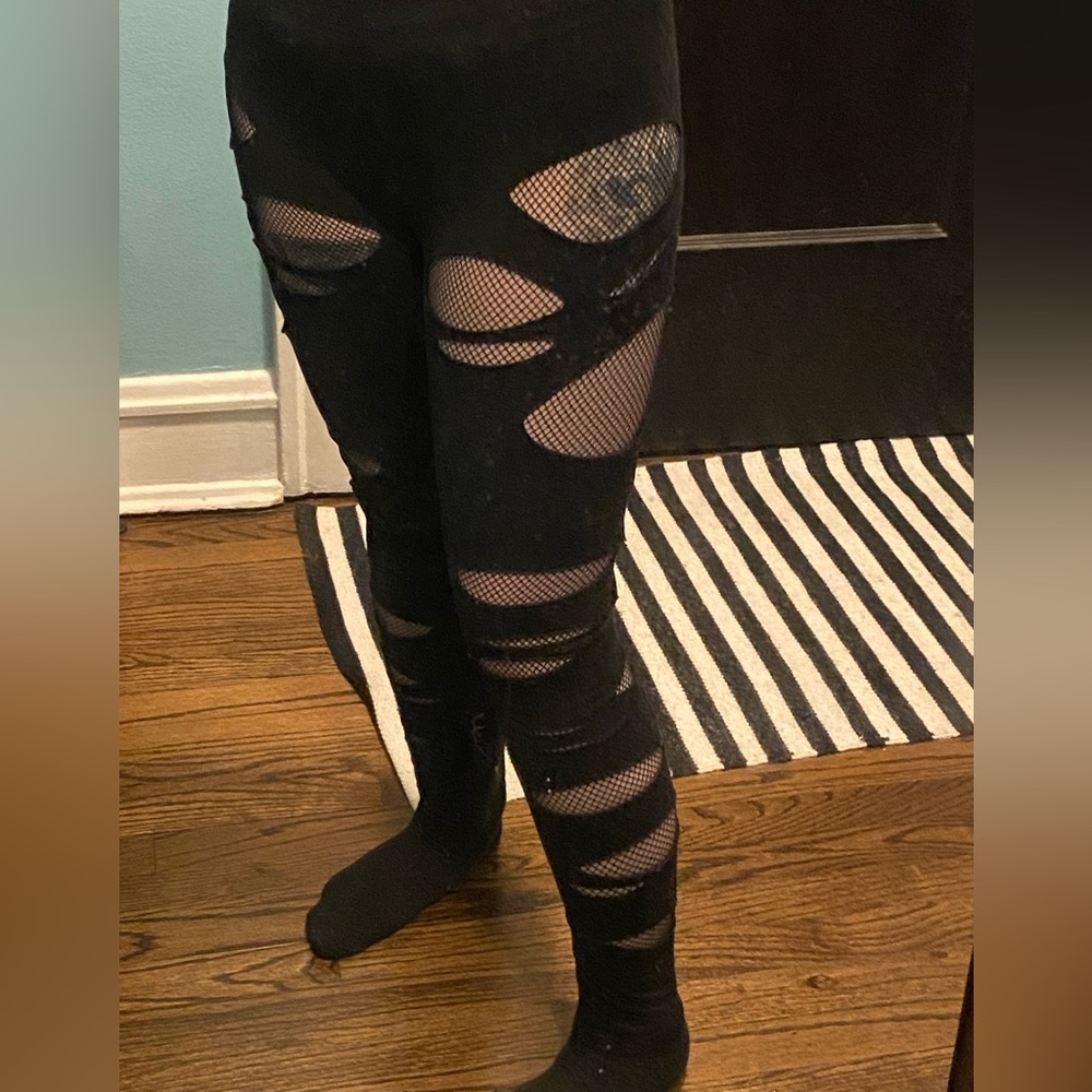 Hot Topic Shredded Fishnet Leggings